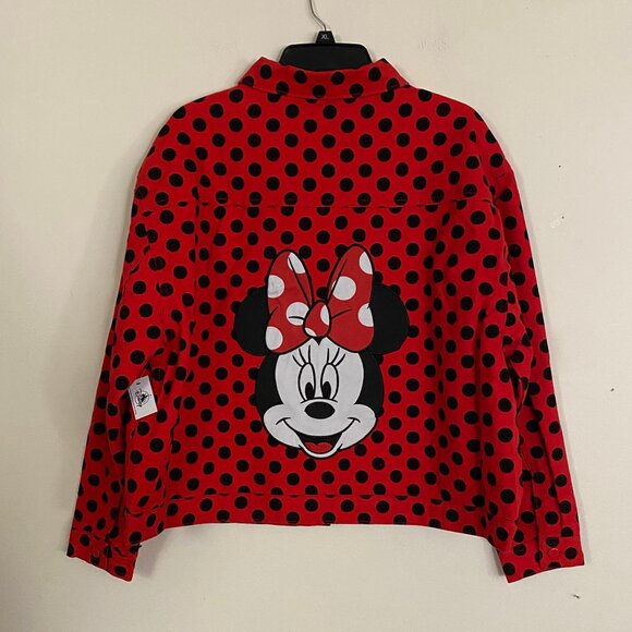 Disney Minnie Mouse Polka Dot Jean Jacket XL - Picture 1 of 9